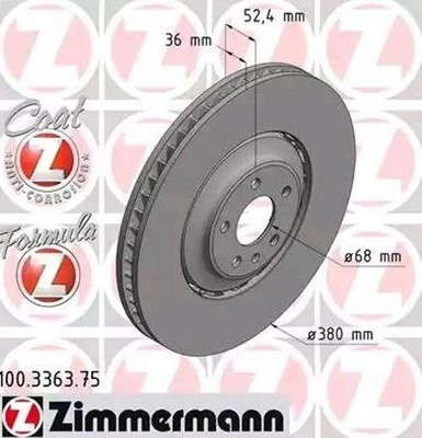 2x ZIMMERMANN Formula Z Coat Z 100.3363.75 Bremsscheiben Vorne 380mm