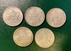 LOT OF 5 Morgan Silver Dollars 1879-1902 All Philadelphia Mint 133.2g Total Wt.