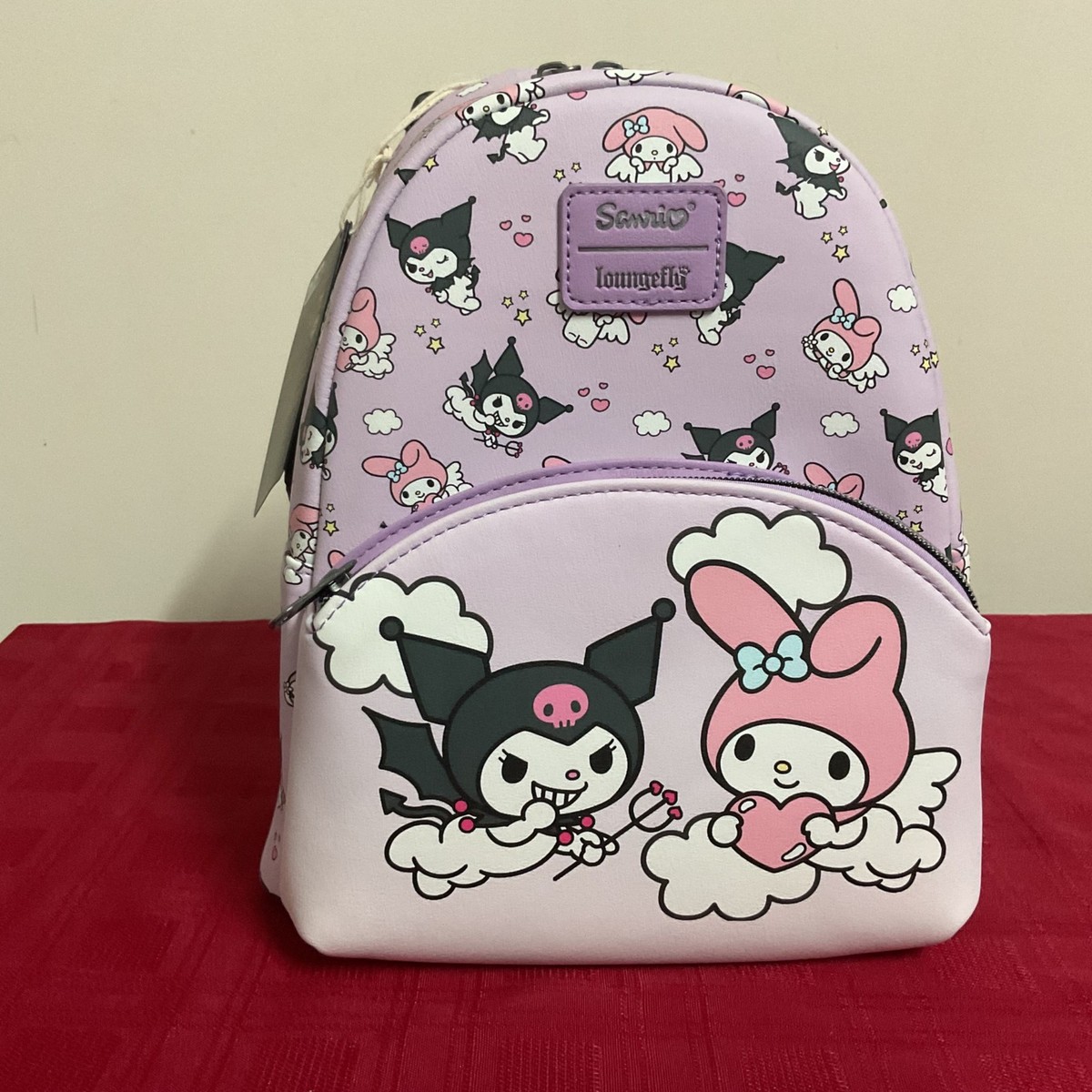 LOUNGEFLY KUROMI & MY MELODY ANGEL & DEVIL MINI BACKPACK NWT 