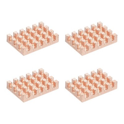 4 Pcs Copper Heatsink 10x15x3mm, Heat Sink Cooler Radiator for