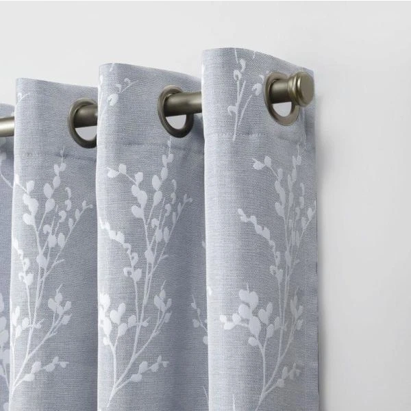  Poliéster floral azul 52 pulgadas W x 84 in. Cortina oscurecedora habitación L (juego de 2) Foto 2 de 4