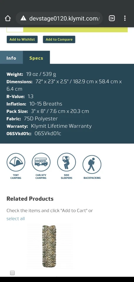 King's Camo Ultra-lightweight Sleeping Pad - Image 3 of 4