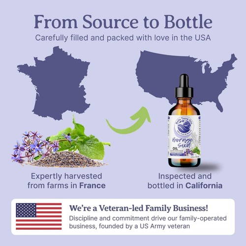 Organic Borage Seed Oil - 16oz | Premium Grade, Cold-Pressed Oil for Skin, Hair - Picture 6 of 8