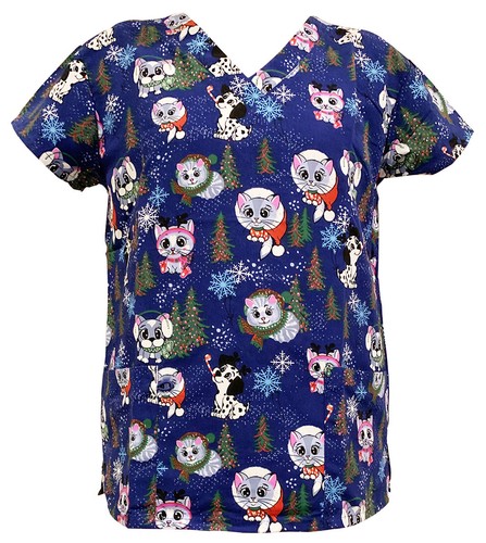 Women's Fashion Halloween Christmas Holiday Medical Nursing Scrub Tops S to 3XL - Picture 23 of 60
