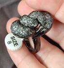 Hypoallergenic Black Stainless Steel Fashion Ring Cubic Zirconia Mesh Size 8 — photo 5