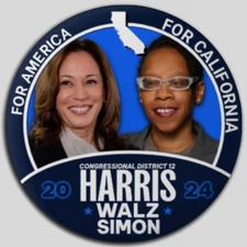 Kamala Harris Lateefah Simon Congress Pin Button Jugate California Democrat 2024