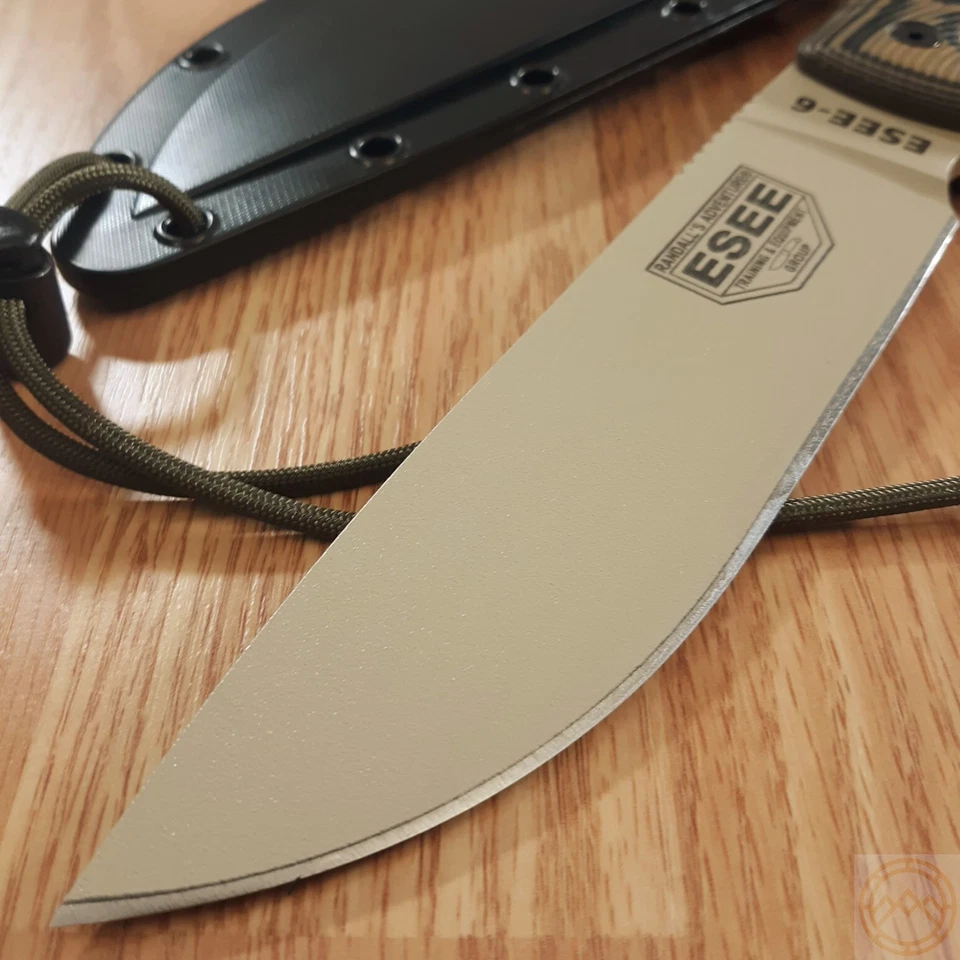 ESEE Model 6 Knife 5.25" Tan 1095HC Steel Full Tang Blade 3D Machined G10 Handle - Image 2 of 4