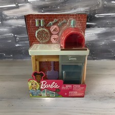 Mattel Barbie BRICK PIZZA OVEN Playset Doll FXG41 w/ Food Serving Pieces Toy