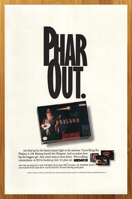 1992 Phalanx Super Nintendo SNES Vintage Print Ad/Poster Video Game Promo Art