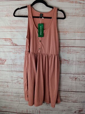 SHEIN EZwear Mini Dress Large Solid Scoop Neck Sleeveless Pink New | eBay