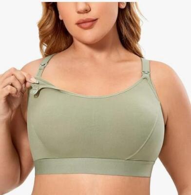 GRATLIN Grüner Still-Umstands-BH Racerback Baumwolle Schlaf Still  34D #10