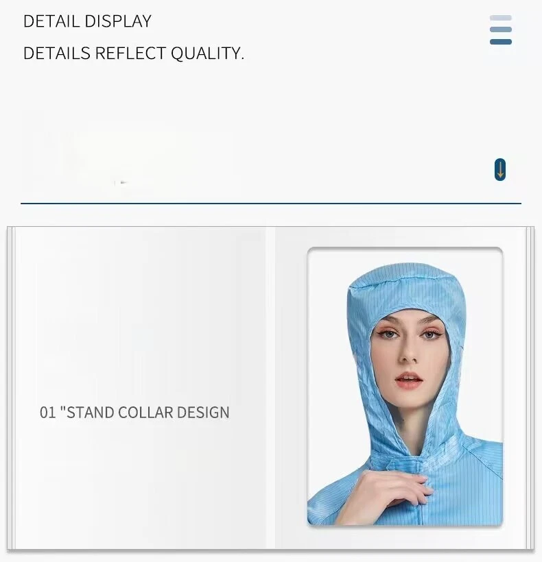 Unisex ESD Anti-static Coveralls Clothes Hood Lab Jacket Coat Unisex S-7XL - Image 4 of 4