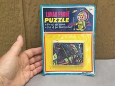 Lunar Probe Puzzle Space Toy Vintage 1960's Sealed Package Hong Kong 8"x6" Game