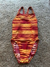 NIKE size 38 One Piece Swimsuit Red/Yellow/Orange Racerback Y24