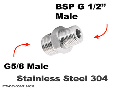 G5/8 Male to BSP G 1/2'' Male Stainless Sensor Adaptor Fittings Conversion