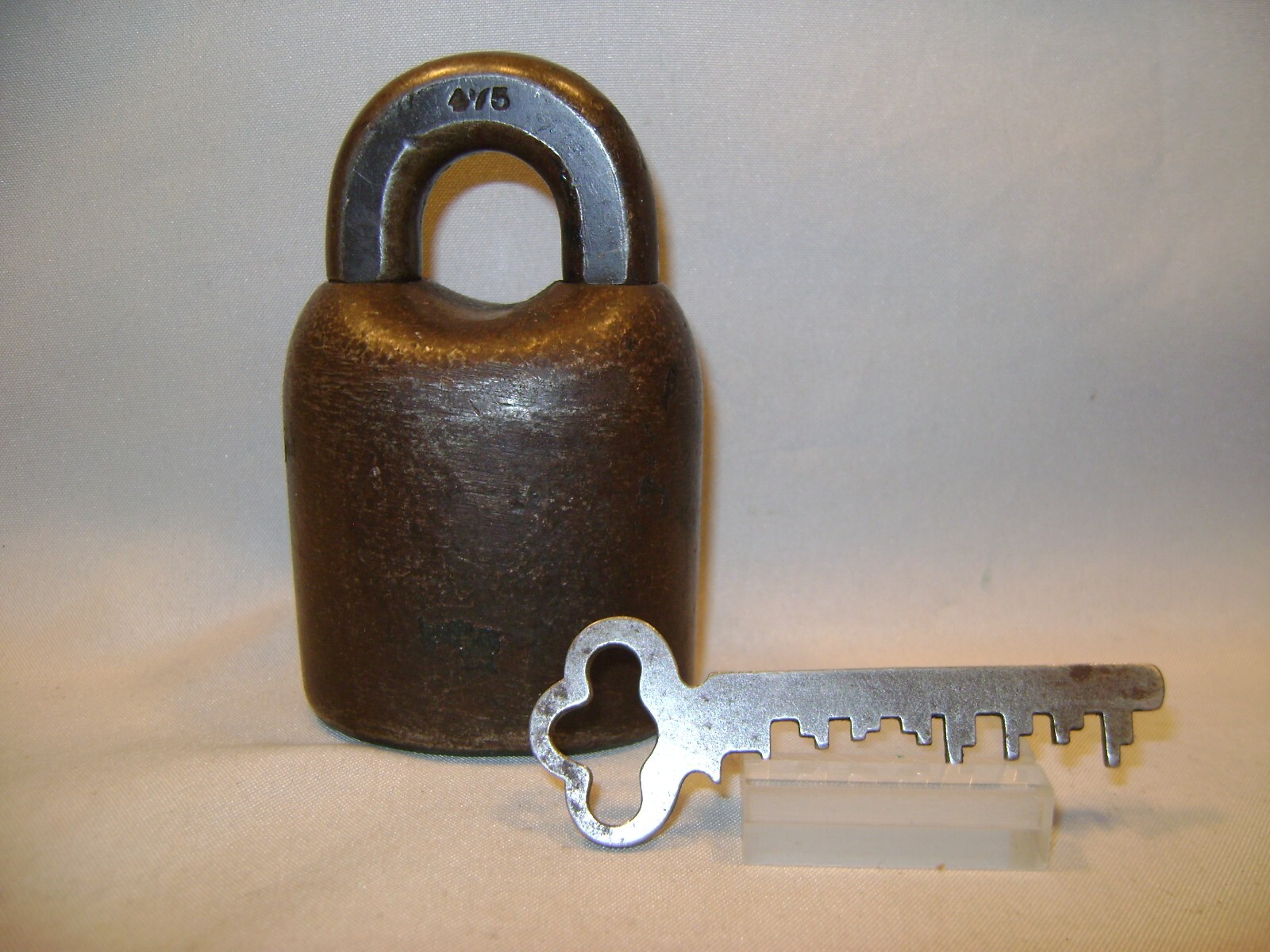 Antique Iron Romer Scandinavian Jailhouse Lock/Padlock with Key Pat