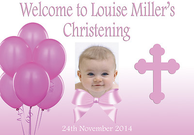 LARGE CHRISTENING BAPTISM POSTER BANNER PERSONALISED ANY COLOUR NAME PHOTO DATE