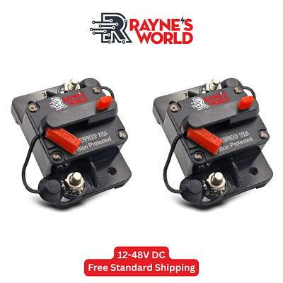 2 PACK 200 Amp Waterproof Circuit Breaker Auto/Boat/Solar 12-48V DC Manual Reset