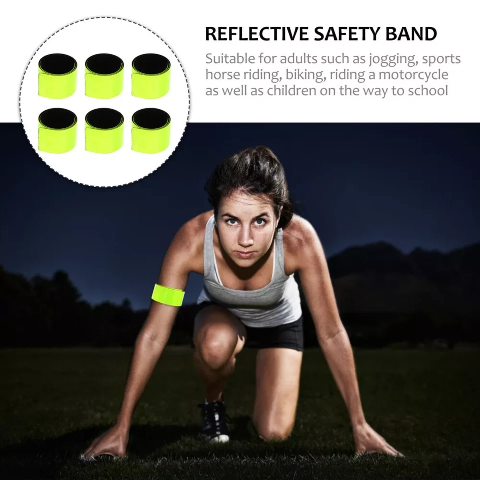 4X Premium Hi-Vis Safety Slap Bands Reflective Wristbands Night Running, Jogging - Image 3 of 4