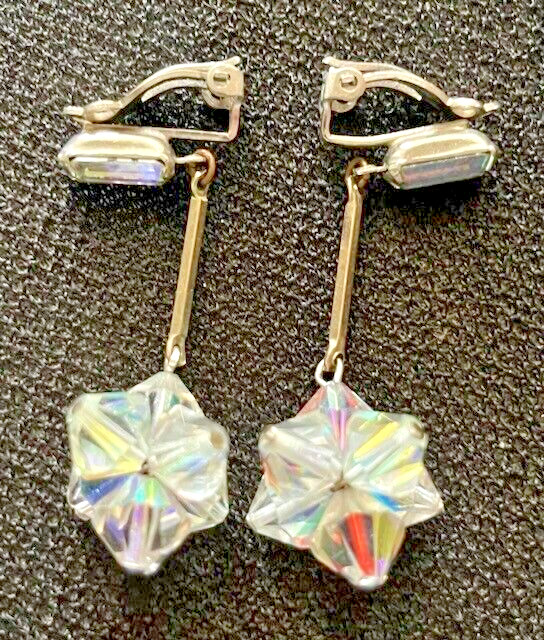 Vintage LEWIS SEGAL Crystal AB Aurora Borealis Dangle Ladies Earrings