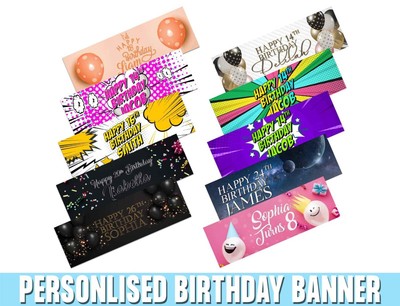 Personalised Generic Design Birthday Banners Kid Party Decoration Children 157