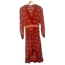 Spell & The Gypsy Collective Red Jewel Soire Midi Wrap Dress XS