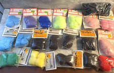 VTG NEW LOT 20 Mixed Color Acrylic Pom Poms Green Blue Yellow Pink Black Craft