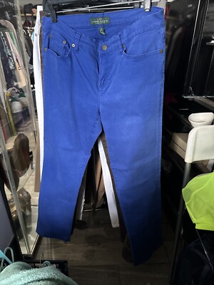 Ralph Lauren Womens Royal Blue Straight Leg Jeans Pants Size 10