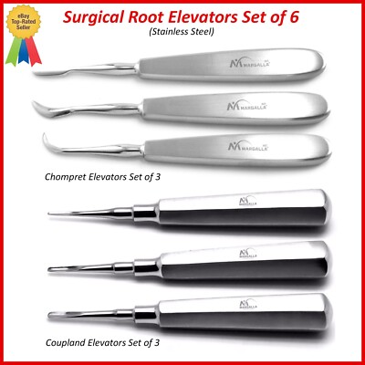 Set of 6 Dental Oral Surgery Root Elevators Set Chompret Luxation Coupland