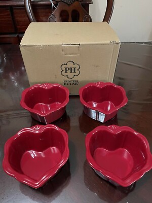 Princess House Pavillion Berry Heart Ramekins Set of 4 (3209) *New