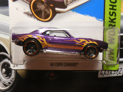 Hot Wheels HW WORKSHOP Copo Camaro LOT 2 14 WHITE 68 PURPLE FLAMES