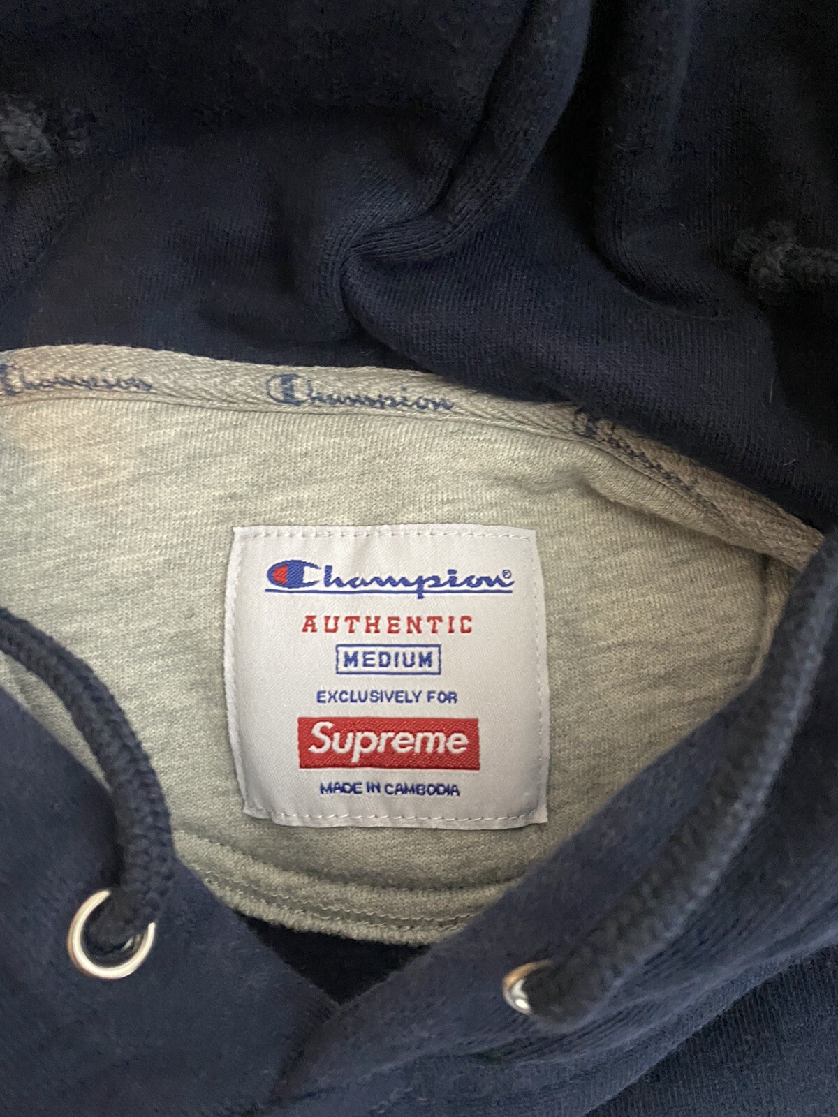 Supreme x Champion label hoodie navy blue medium image 4