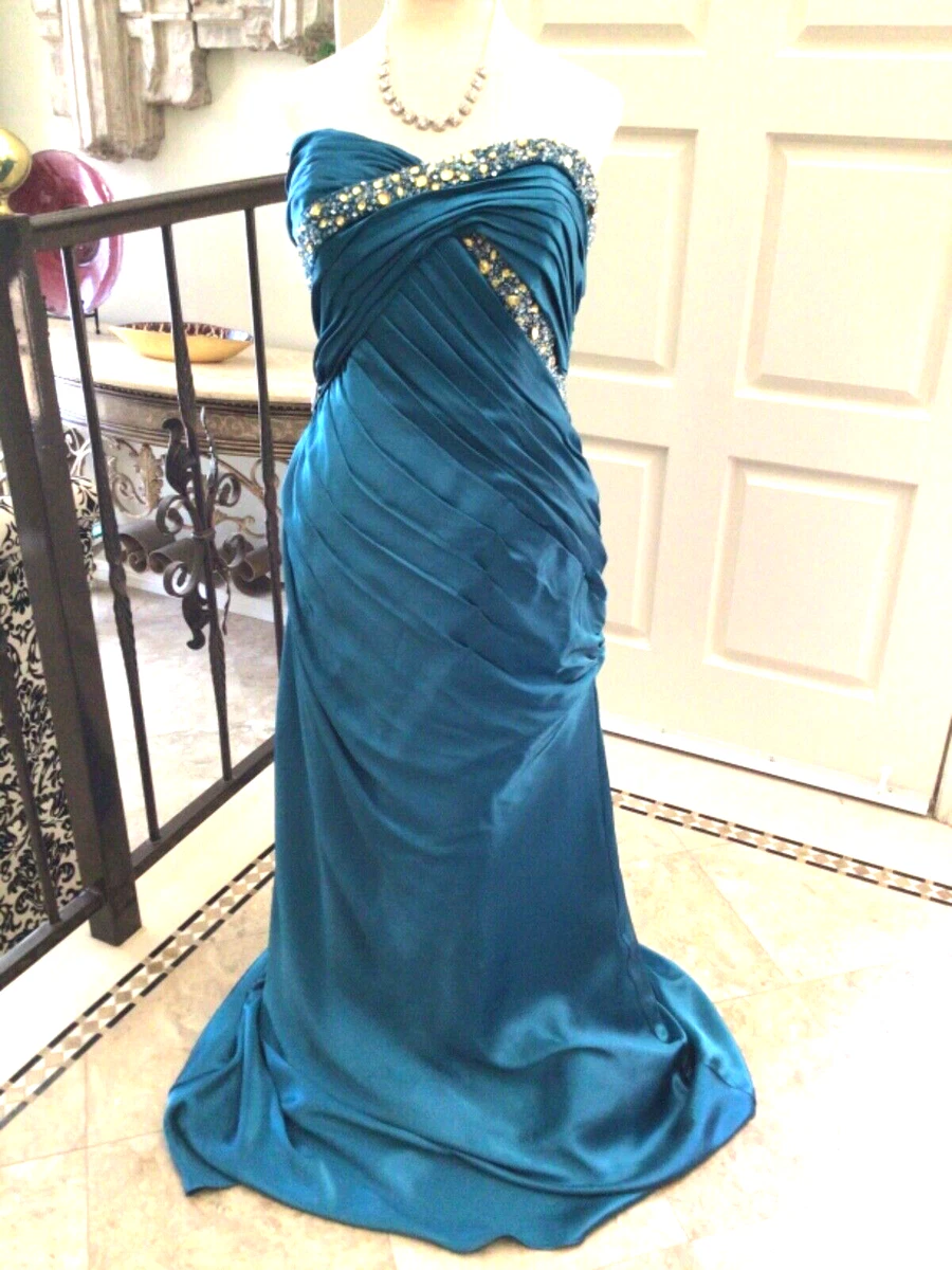 Flirt by Maggie Sottero NEW prom pageant lace up dress 14 Mediterranean blue