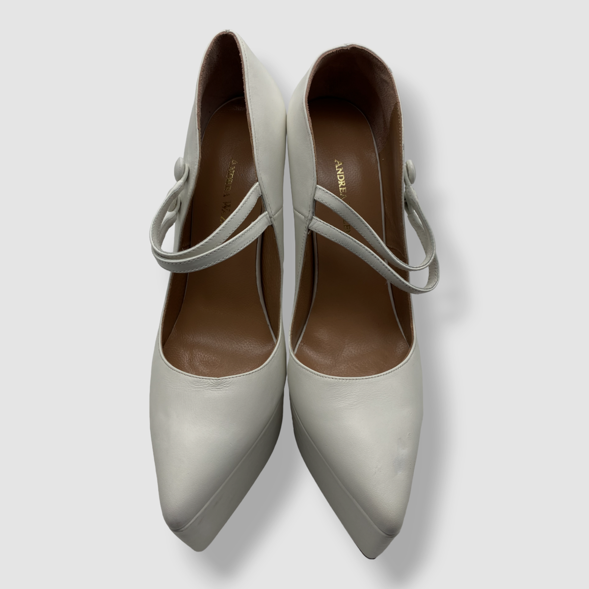 $750 Andrea Wazen Women's White Double Jeu Mary Jane $750 Andrea Wazen Women's White Double Jeu Mary Jane