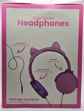 Kids Wired Headphones 3.5mm Jack Pink/Purple Swivel Adjustable Headband