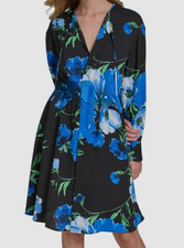 Halston Women's Blue Long-Sleeve a-Line Dress Size 14