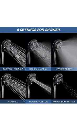 6-Mode Handheld Shower Head, 4.8 Inches High Pressure, 1.8 GPM, 1.8 Meter/70.... - Picture 4 of 7