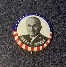 HARRY S. TRUMAN for President 1 1/8" political campaign button / pin HARRY S. TRUMAN for President 1 1/8" political campaign button / pin