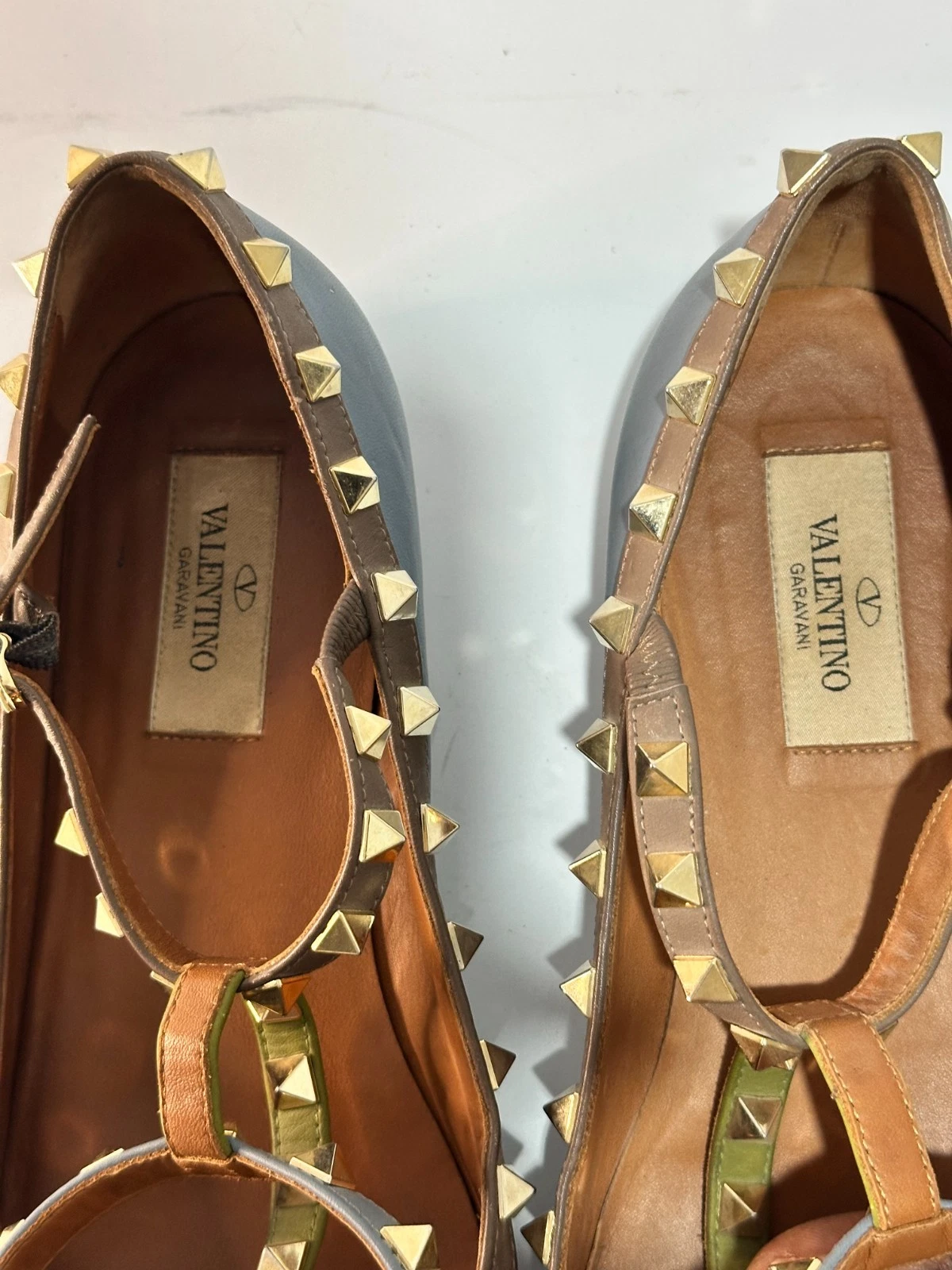 Ballerine Valentino Rockstud blu vernice a punta borchie misura