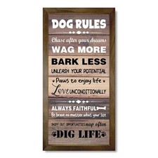 Dog Rules Frame Sign - Home Decor for Dog Lovers - Hanging Wall Decoration