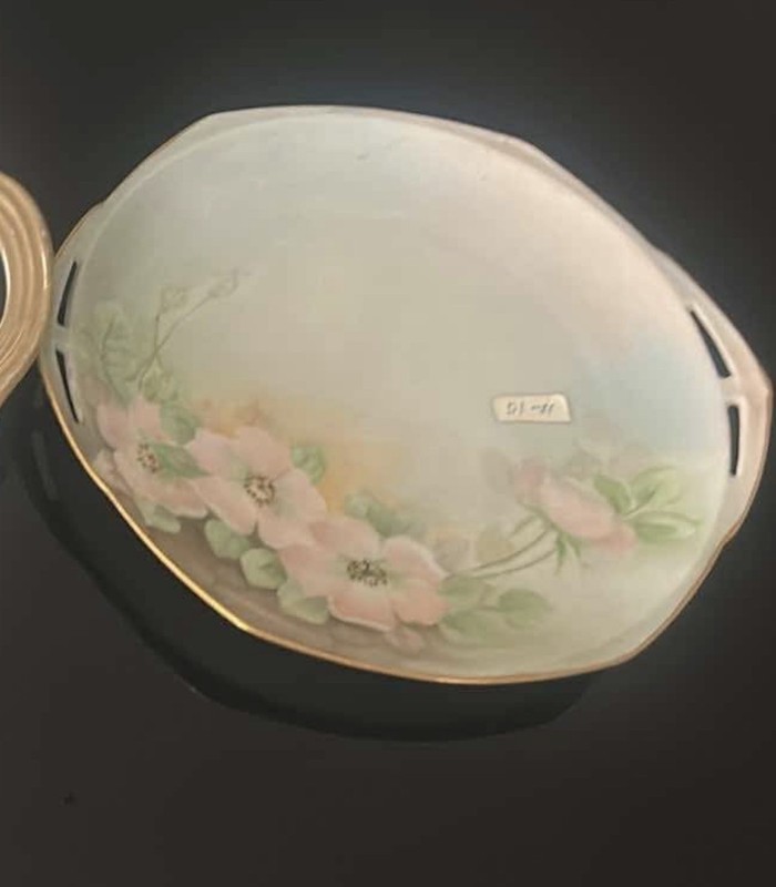 Smaller Sized Vintage Floral Two Handle Plate