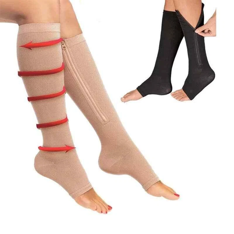 Kompressionsstrümpfe Kniesocken Stützstrümpfe Mit Reißverschluss Thrombose Socks - Bild 4 von 4