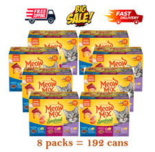 8 Packs -Meow Mix Wet Cat Food Variety Pack Tuna Salmon Shrimp 24Ct 66oz 1.92 per gallon