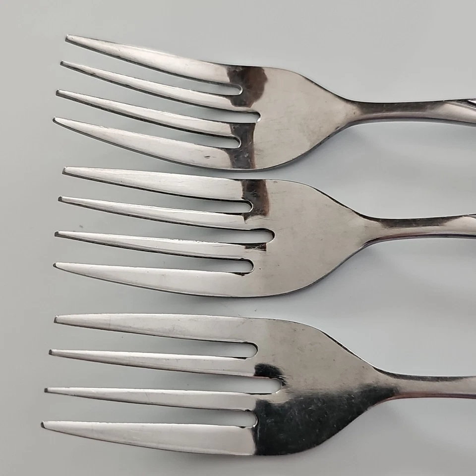 Lote de 3 tenedores de ensalada Nasco ROSEVINE CARESS cubiertos de acero inoxidable 6,75 pulgadas Foto 2 de 4