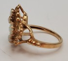 Stunning Genuine Opal Solid 10k Yellow Gold Butterfly Ring Detailed Filigree  — photo 5
