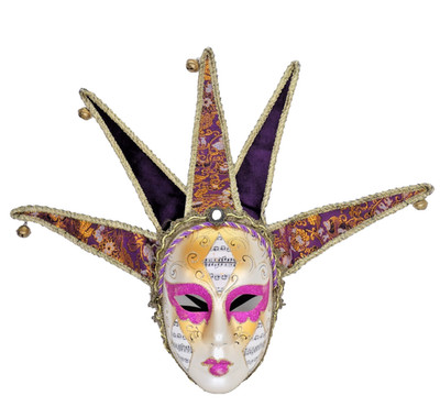 Venezianische Narren Maske Lila Gold Musiknoten Wanddeko Karneval Maske