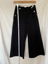 Primark Women's Cropped Wide Leg  Trousers Black Size 10