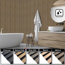 UK Decorative Slatted Waterproof Wall Panels -  300mm(w) x 2600mm(h) 5 Finishes