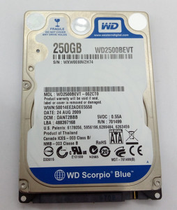WESTERN DIGITAL ***WD2500BEVT*** 250GB*** SATA HDD Notebook 2,5 Zoll #NFP1759