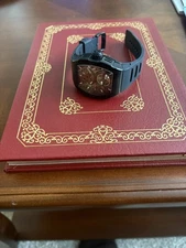 Men's automatic Skeleton Tonneau Barrel Mille Homage Black Steel Watch